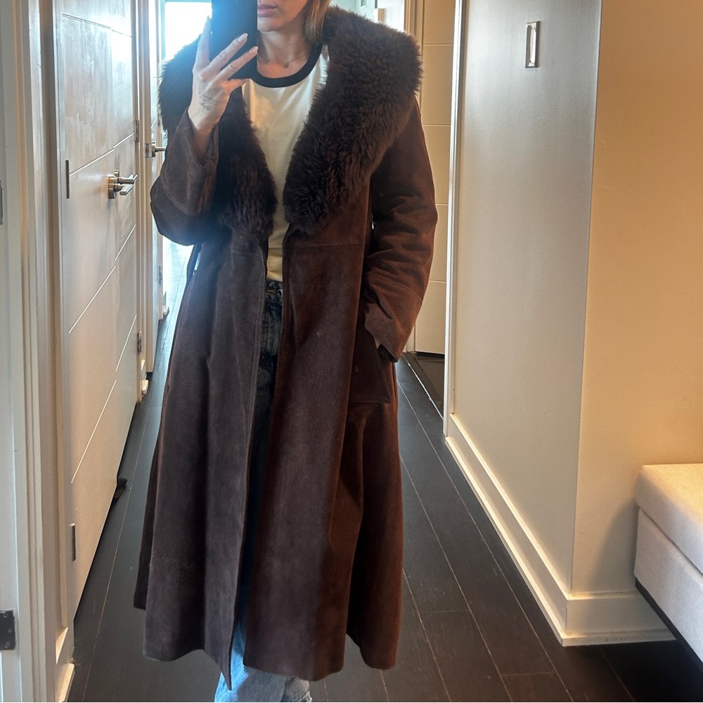 Brown Suede jacket with full collar